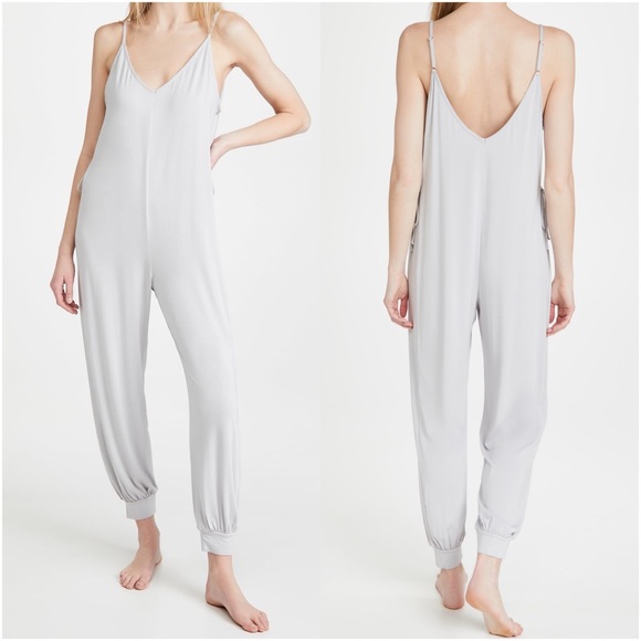 EBERJEY Finley Knotted Stretch-Jersey Jumpsuit in Soft Gray - Picture 4 of 14